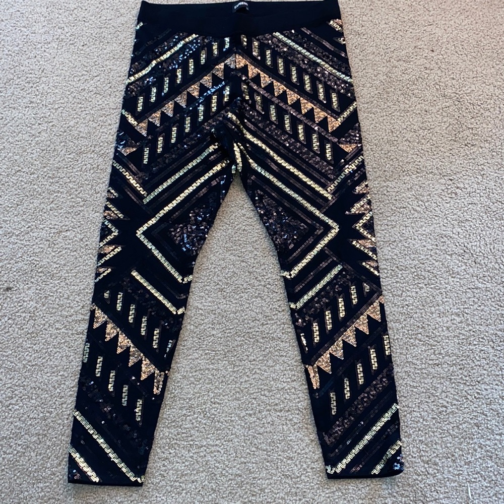 Express black sequin leggings, NEVER WORN.